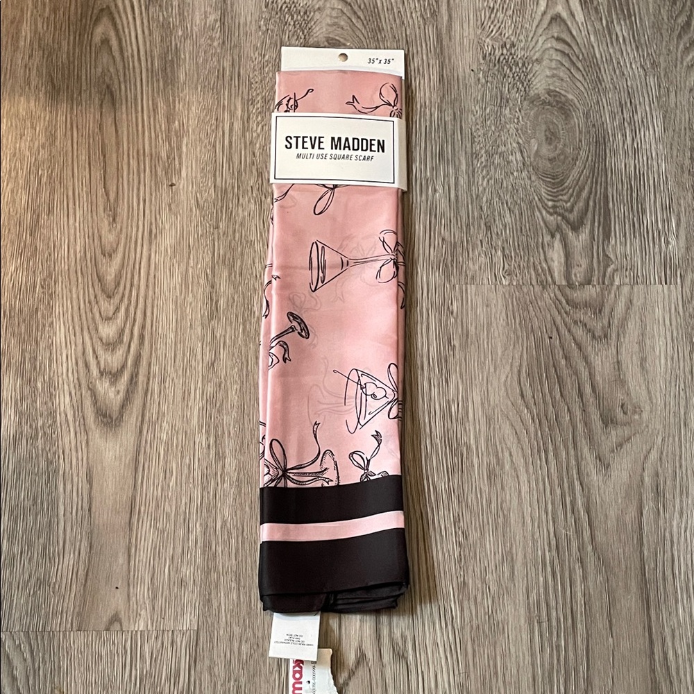 Steve Madden Pink and Black Abstract Scarf